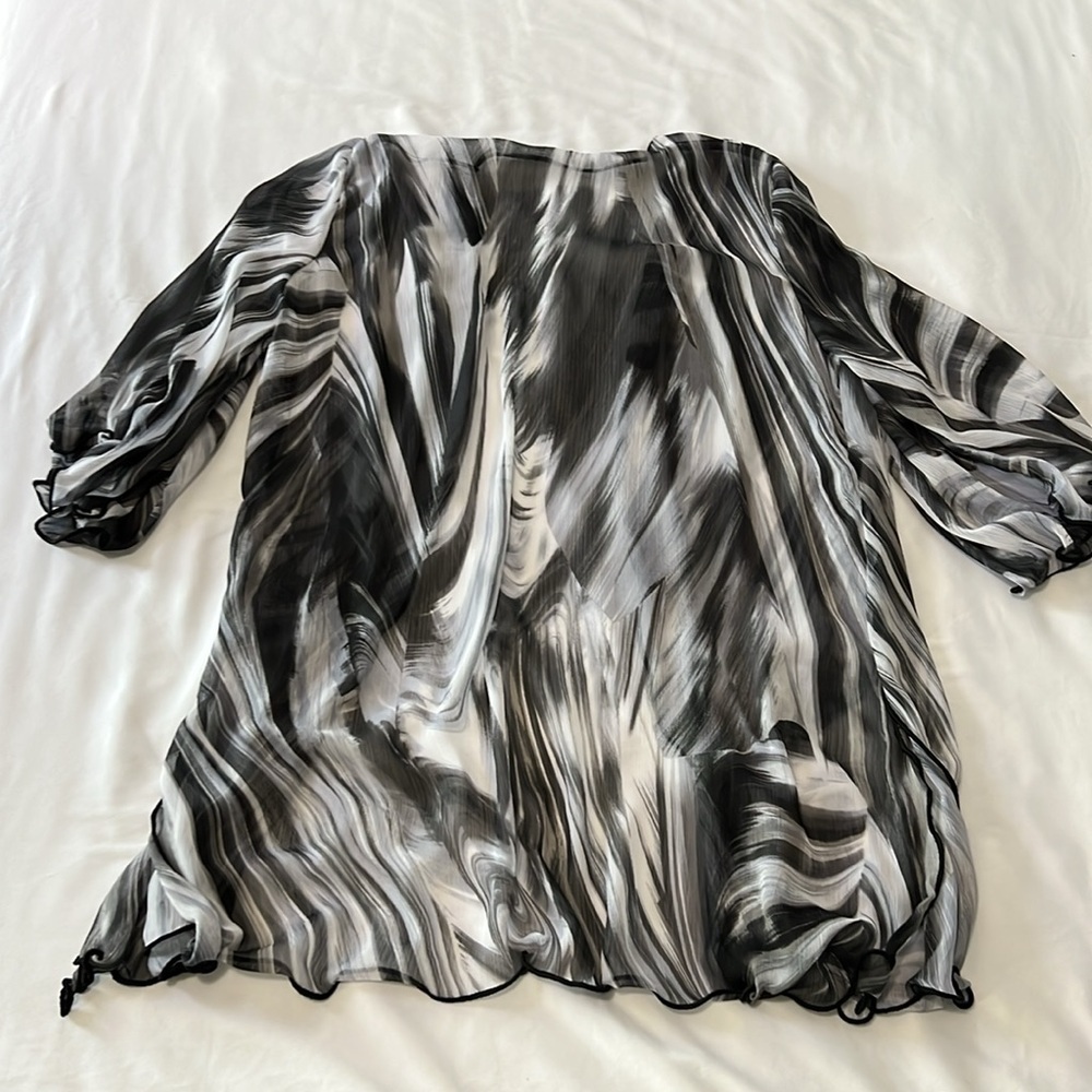 NWOT Handmade Sheer Kimono w/ Split Side Hem and Matching Scarf - Picture 3 of 5